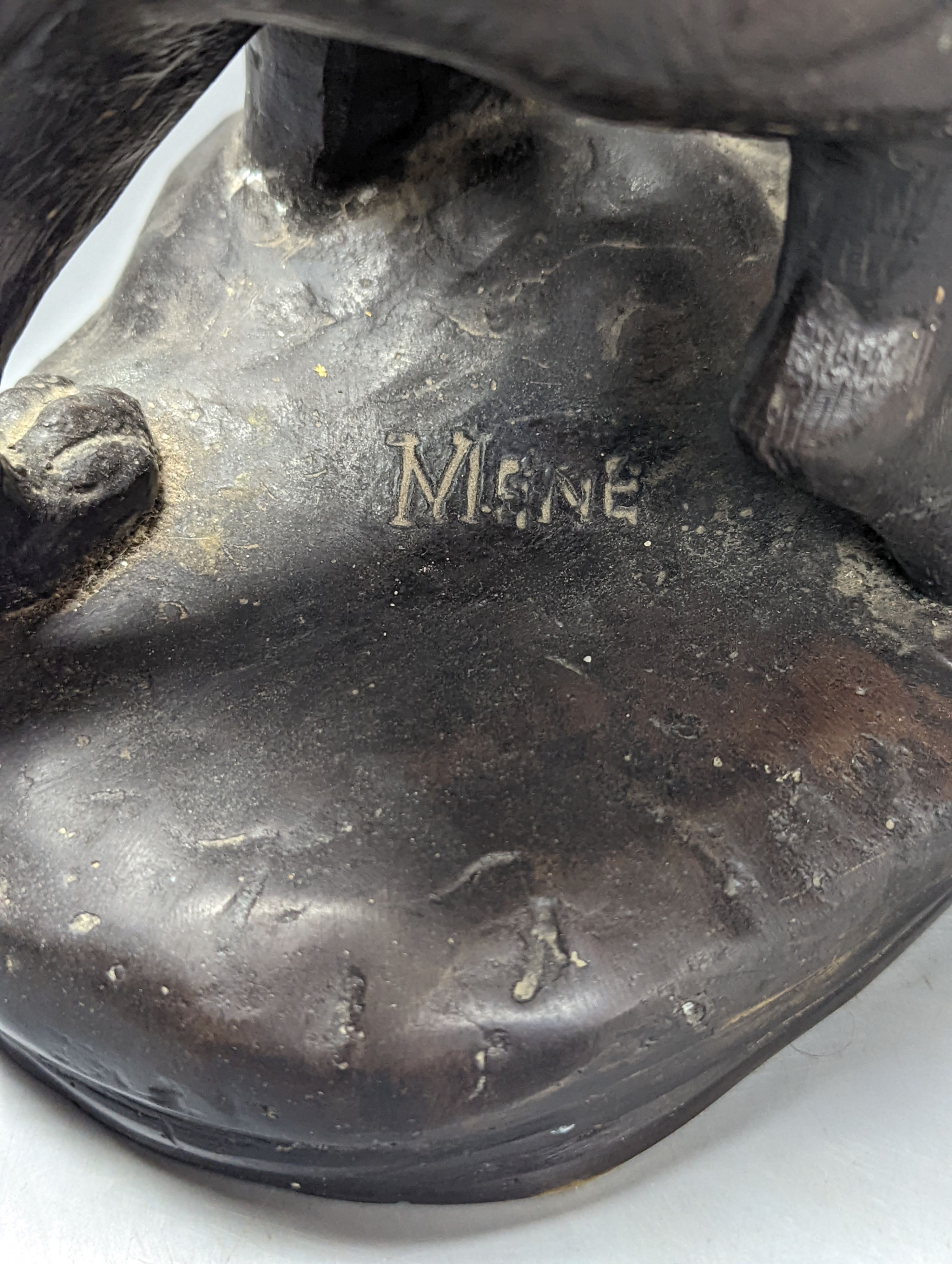 After Mene, a bronze figure of a chained mastiff 33cm